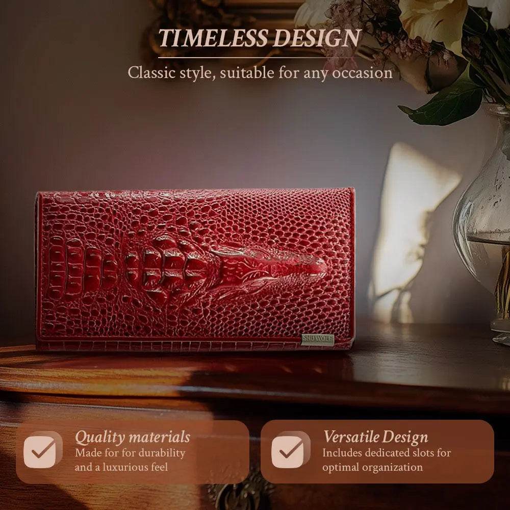 Elegant Croc-Embossed RFID Wallet