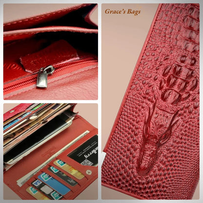 Elegant Croc-Embossed RFID Wallet