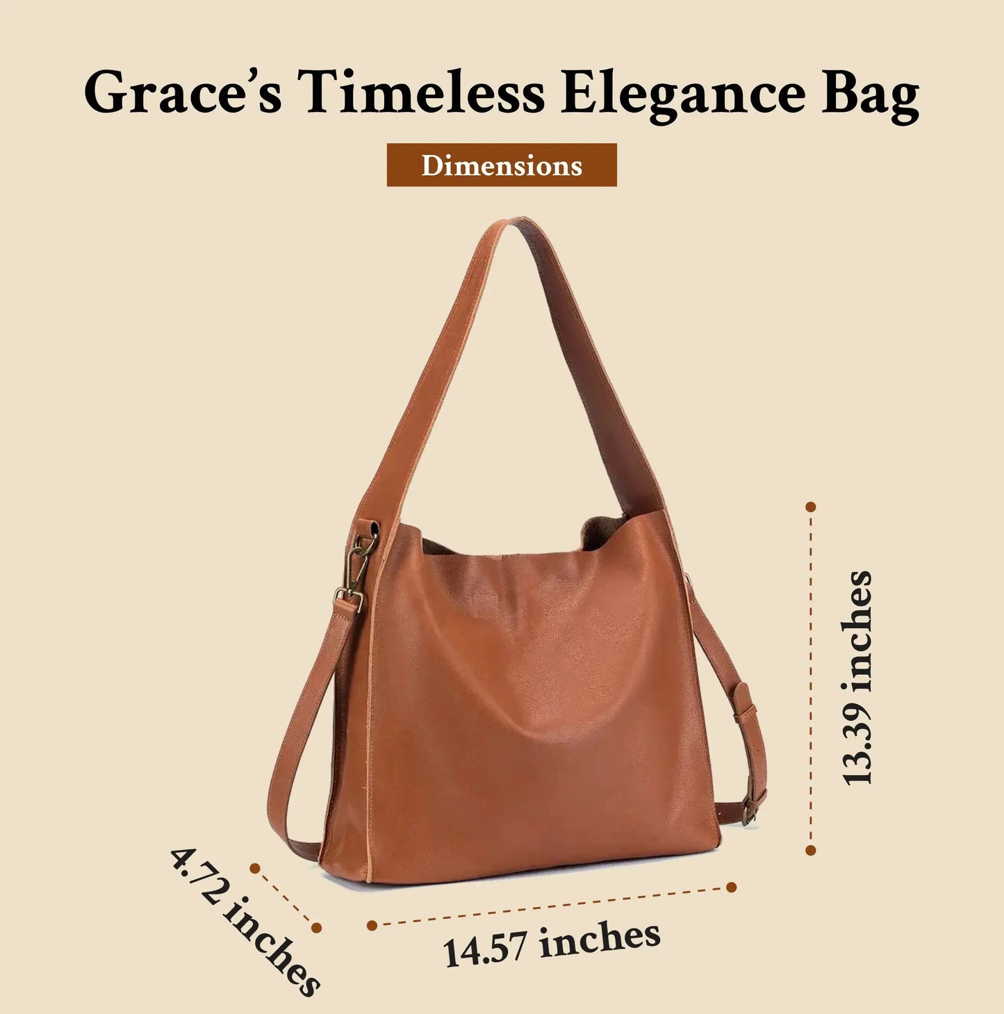 Grace’s Timeless Elegance | Genuine Cowhide Leather Tote Bag